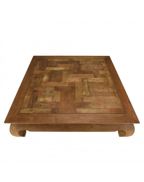 ALIDA- Table opium 120x120cm en teck recyclé plateau mosaïque