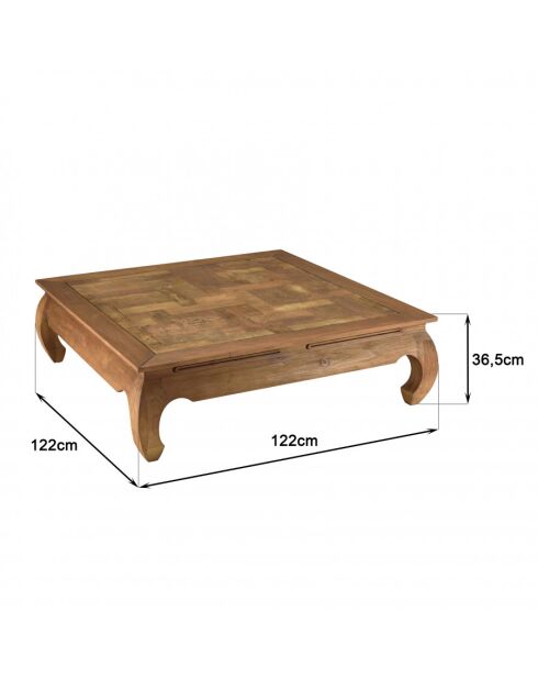 ALIDA- Table opium 120x120cm en teck recyclé plateau mosaïque