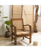 ERIS - Fauteuil mindi et cannage bois foncé