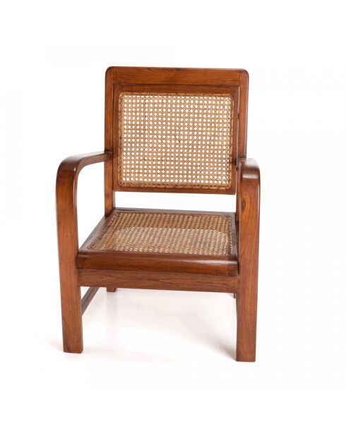 ERIS - Fauteuil mindi et cannage bois foncé