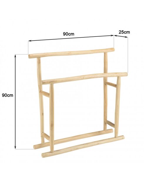 WILL - Porte-serviettes double portant en branches de teck naturel