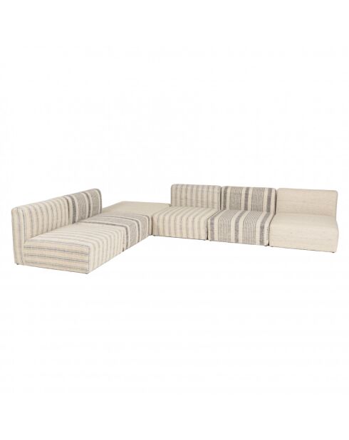 GLORIA - Canapé modulable 6 pièces en coton gris et beige