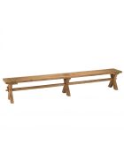 KALLY - Banc de jardin 270x35cm en teck recyclé, pieds croisés