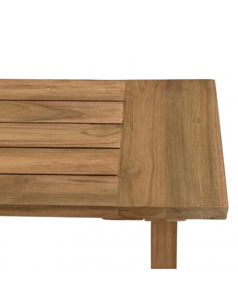 KALLY - Banc de jardin 270x35cm en teck recyclé, pieds croisés