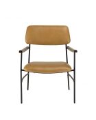 GASTON - Fauteuil vintage cuir structure métallique noire