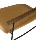 GASTON - Fauteuil vintage cuir structure métallique noire