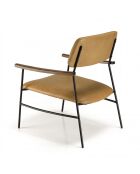 GASTON - Fauteuil vintage cuir structure métallique noire