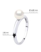 Bague Or blanc & Perle de Culture d'Eau Douce Ronde blanc naturel