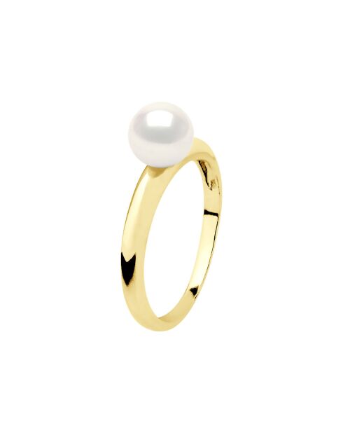Bague Or jaune & Perle de Culture d'Eau Douce Ronde blanc naturel