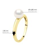Bague Or jaune & Perle de Culture d'Eau Douce Ronde blanc naturel