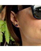 Boucles d'oreilles Or blanc & Perles de Culture d'Eau Douce Boutons noires