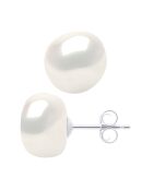 Boucles d'oreilles Or blanc & Perles de Culture d'Eau Douce Baroques blanc naturel