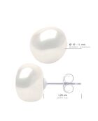 Boucles d'oreilles Or blanc & Perles de Culture d'Eau Douce Baroques blanc naturel