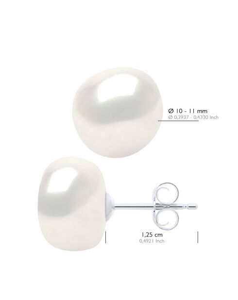 Boucles d'oreilles Or blanc & Perles de Culture d'Eau Douce Baroques blanc naturel