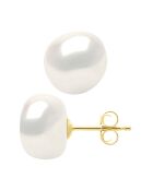 Boucles d'oreilles Or jaune & Perle de Culture d'Eau Douce Baroques blanc naturel