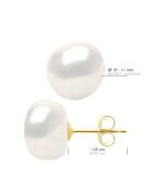 Boucles d'oreilles Or jaune & Perle de Culture d'Eau Douce Baroques blanc naturel