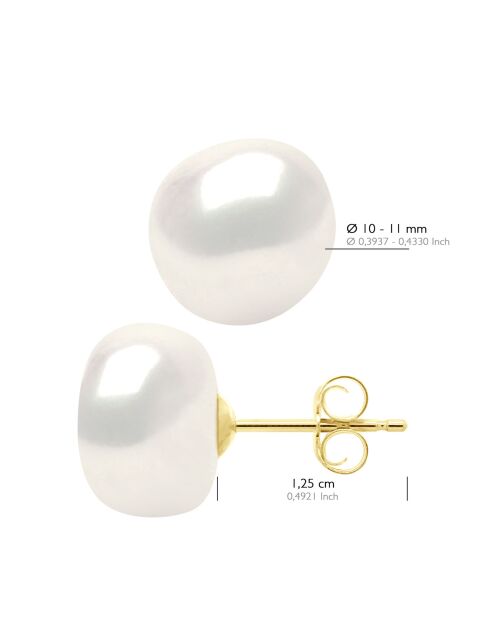 Boucles d'oreilles Or jaune & Perle de Culture d'Eau Douce Baroques blanc naturel