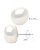 Boucles d'oreilles Or blanc & Perles de Culture d'Eau Douce Baroques blanc naturel