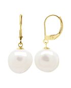 Boucles d'oreilles Or jaune & Perle de Culture d'Eau Douce Baroques blanc naturel