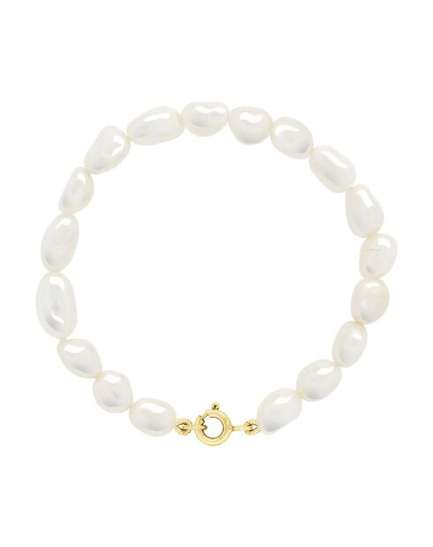 Bracelet Or jaune & Perles de Culture d'Eau Douce Baroques blanc naturel