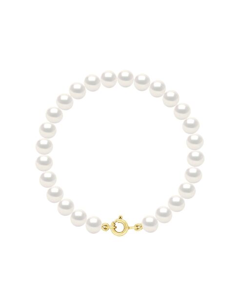 Bracelet Or jaune & Perles de Culture d'Eau Douce Semi-Rondes blanc naturel