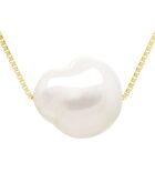 Collier Or jaune & Perle de Culture d'Eau Douce Baroque blanc naturel