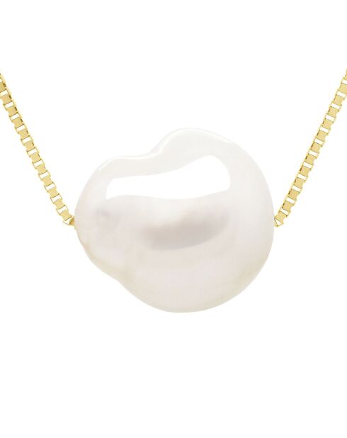 Collier Or jaune & Perle de Culture d'Eau Douce Baroque blanc naturel