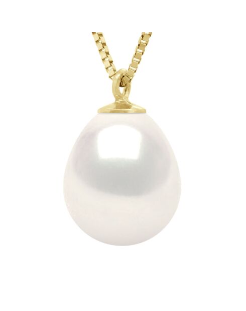 Collier Or jaune & Perle de Culture d'Eau Douce Poire blanc naturel