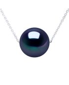 Collier Or blanc & Perle de Culture d'Eau Douce Ronde noire