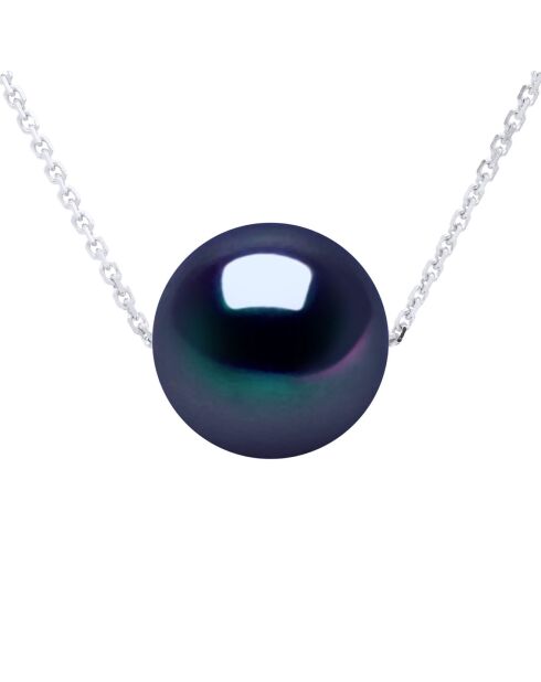 Collier Or blanc & Perle de Culture d'Eau Douce Ronde noire