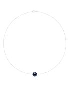 Collier Or blanc & Perle de Culture d'Eau Douce Ronde noire