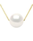 Collier Or jaune & Perle de Culture d'Eau Douce Ronde blanc naturel