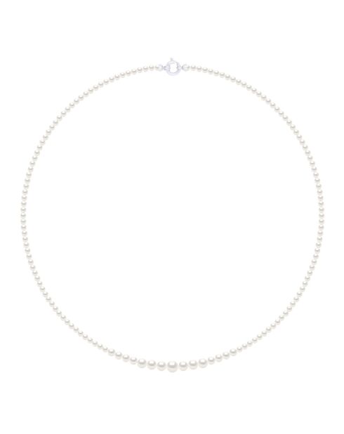 Collier Or blanc & Perles de Culture d'Eau Douce Rondes blanc naturel