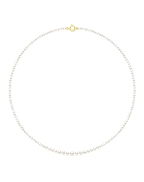 Collier Or jaune & Perles de Culture d'Eau Douce Rondes blanc naturel