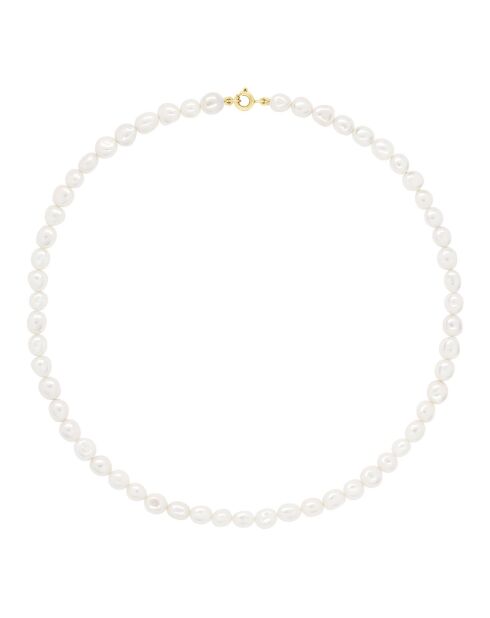 Collier Or jaune & Perles de Culture d'Eau Douce Baroques blanc naturel