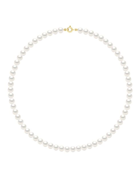 Collier Or blanc & Perles de Culture d'Eau Douce Semi-Rondes blanc naturel
