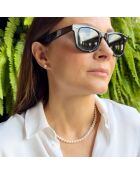 Collier Or blanc & Perles de Culture d'Eau Douce Semi-Rondes blanc naturel