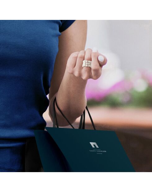 Bague 3 rangs Perles de Culture d'Eau Douce blanc naturel