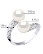 Bague Argent & Perles de Culture d'eau Douce Rondes blanc naturel