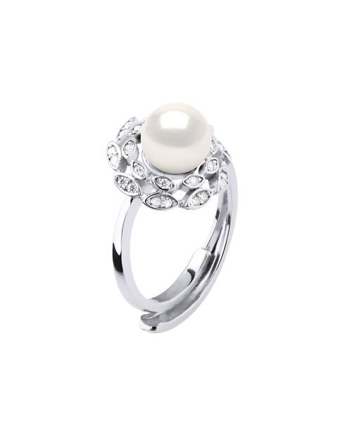 Bague Argent & Perle de Culture d'eau Douce Ronde blanc naturel