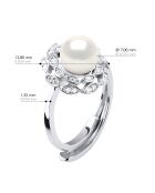 Bague Argent & Perle de Culture d'eau Douce Ronde blanc naturel