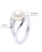 Bague Argent & Perle de Culture d'eau Douce Bouton blanc naturel