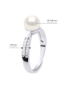 Bague Argent & Perle de Culture d'eau Douce Ronde blanc naturel
