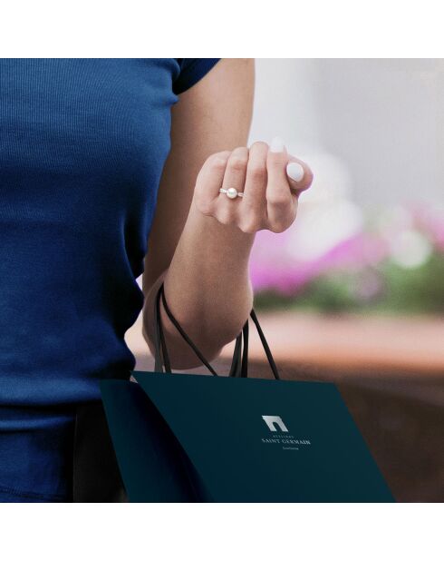 Bague Argent & Perle de Culture d'eau Douce Ronde blanc naturel