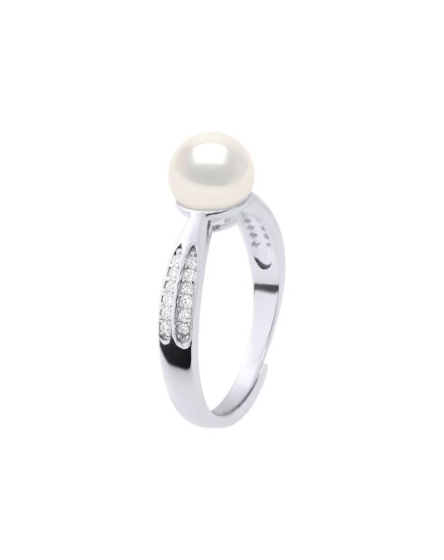 Bague Argent & Perle de Culture d'eau Douce Ronde blanc naturel