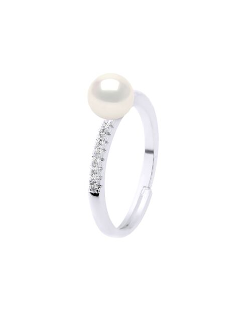 Bague Argent & Perle de Culture d'eau Douce Ronde blanc naturel