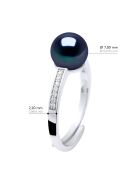 Bague Argent & Perle de Culture d'Eau Douce Ronde noire