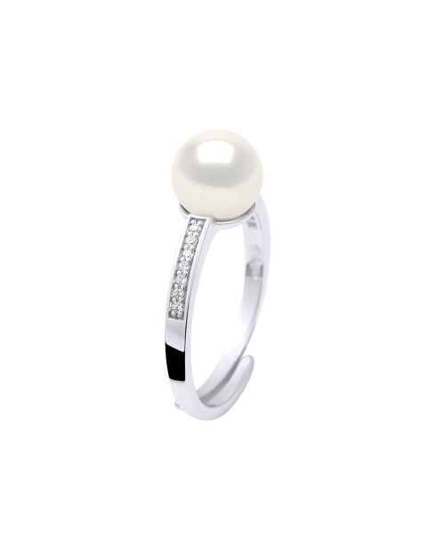 Bague Argent & Perle de Culture d'eau Douce Ronde blanc naturel