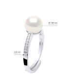 Bague Argent & Perle de Culture d'eau Douce Ronde blanc naturel