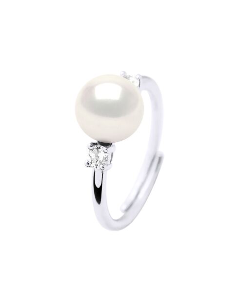 Bague Argent & Perle de Culture d'eau Douce Ronde blanc naturel